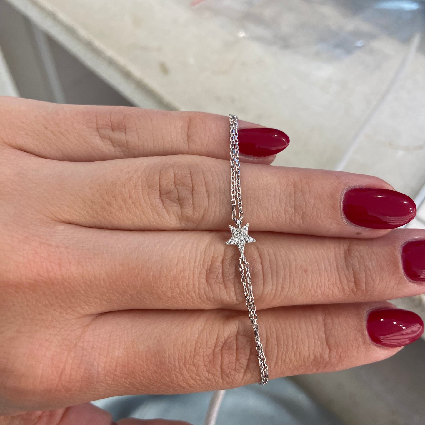 bracciale finitura argento, Zirconi Bianchi