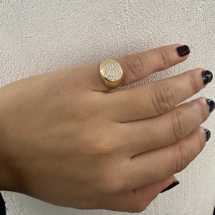 ANELLO CHEVALIER ARGENTO CON PAVE DI ZIRCONI BIANCHI
