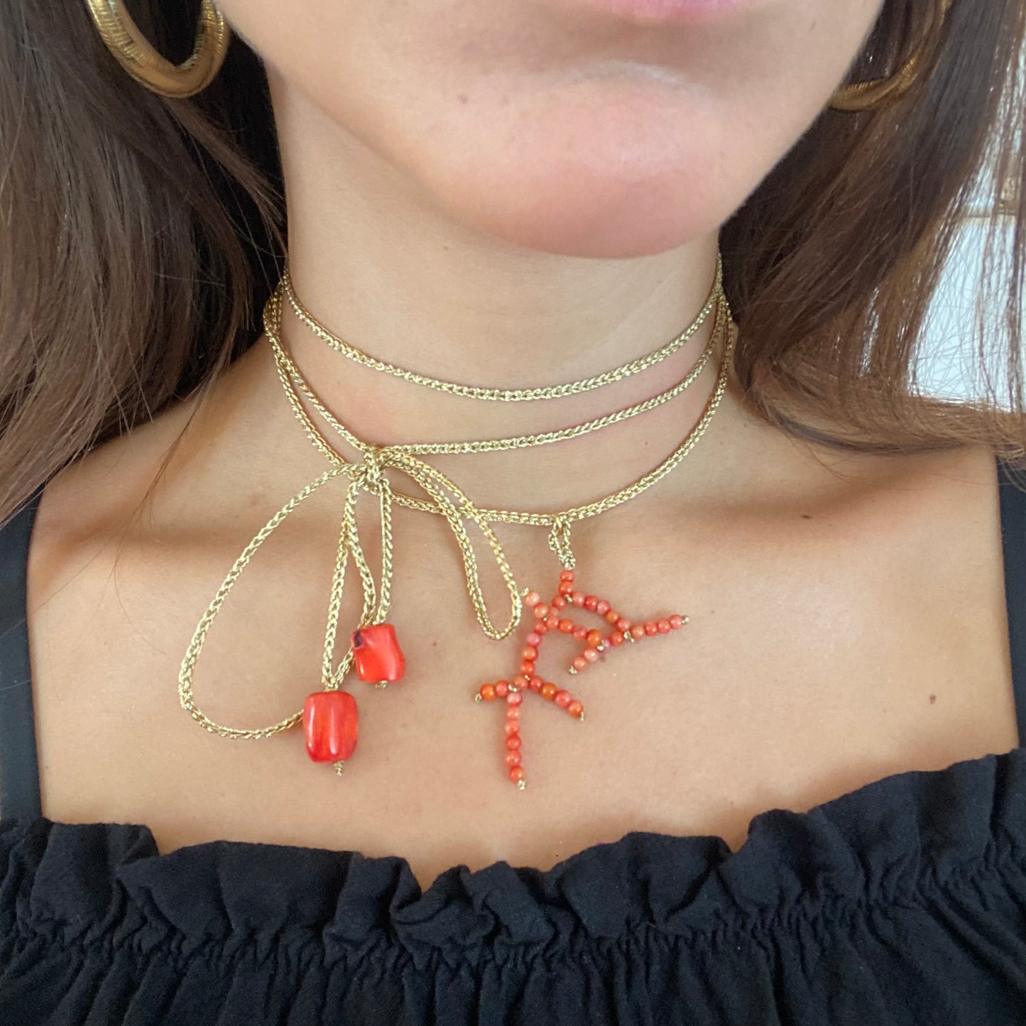 Collana Filo Lurex Corallo