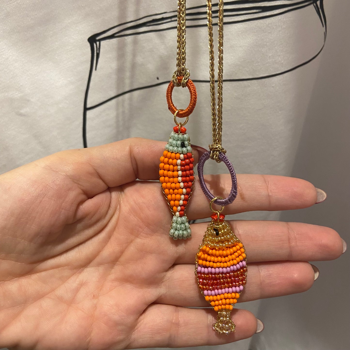 Collana lurex e pesce doppio