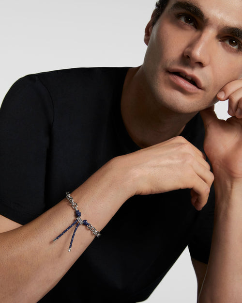 Bracciale Catena Argentata e Corda Midnight Essential