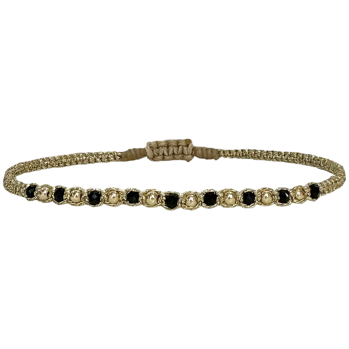 Bracciale intrecciato perline nere