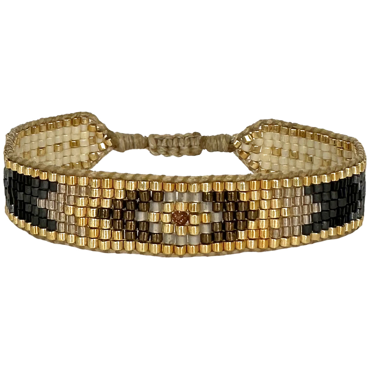 Bracciale con perline marroni e oro