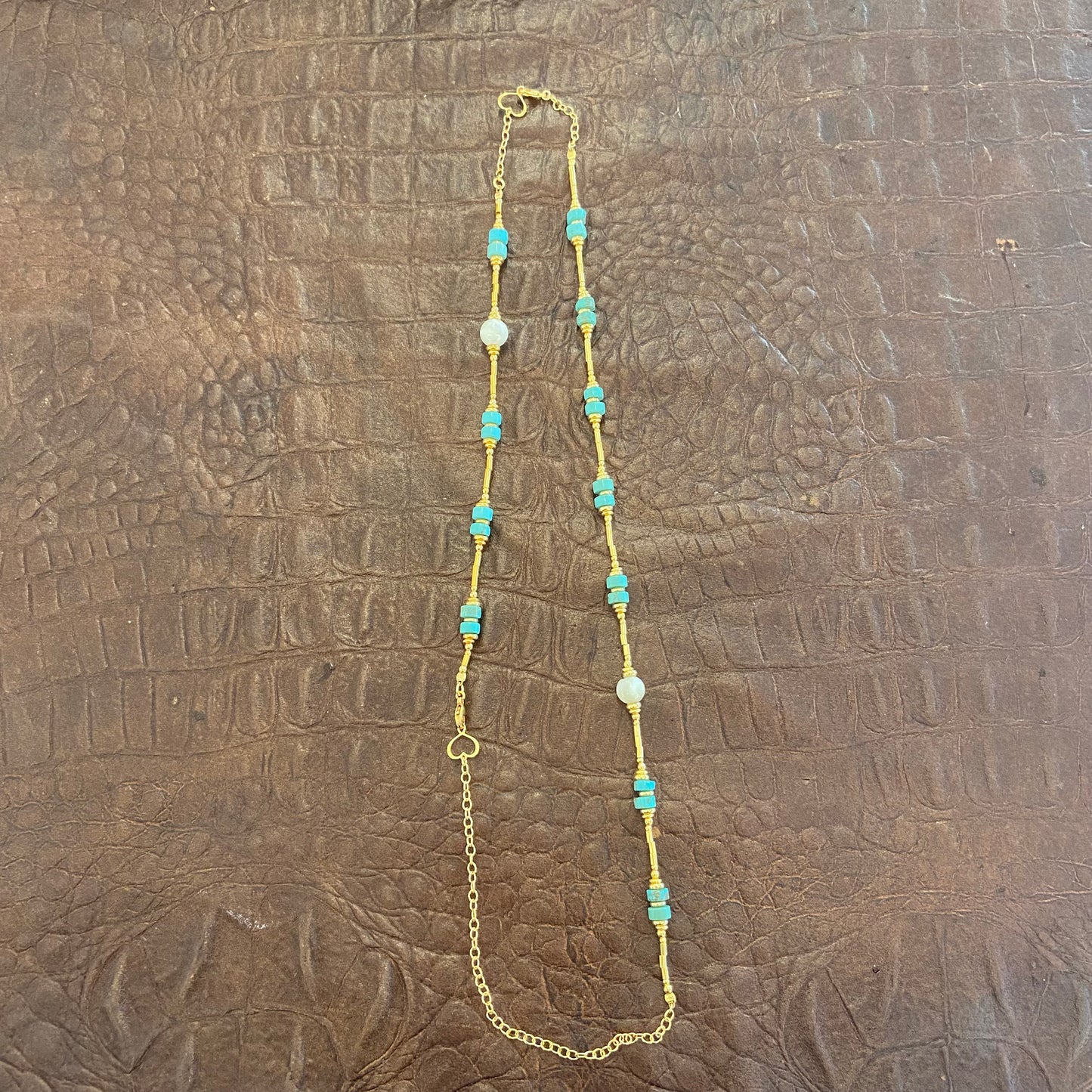 COLLANA COMPO MADRETERRA E TUBINI TURCHESE