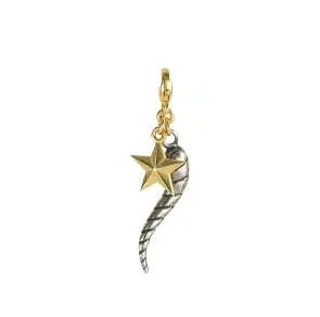 Componente Segni di Te in argento 925 galvanica oro giallo e brunito con corno e stella tridimensionale pendenti