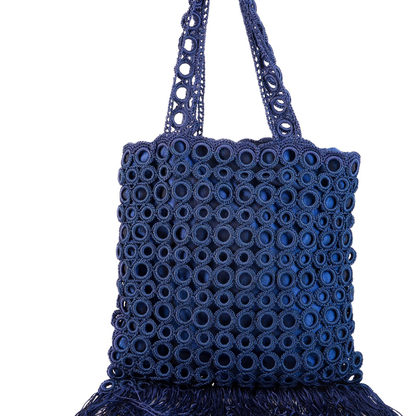Fringe ring bag, navy