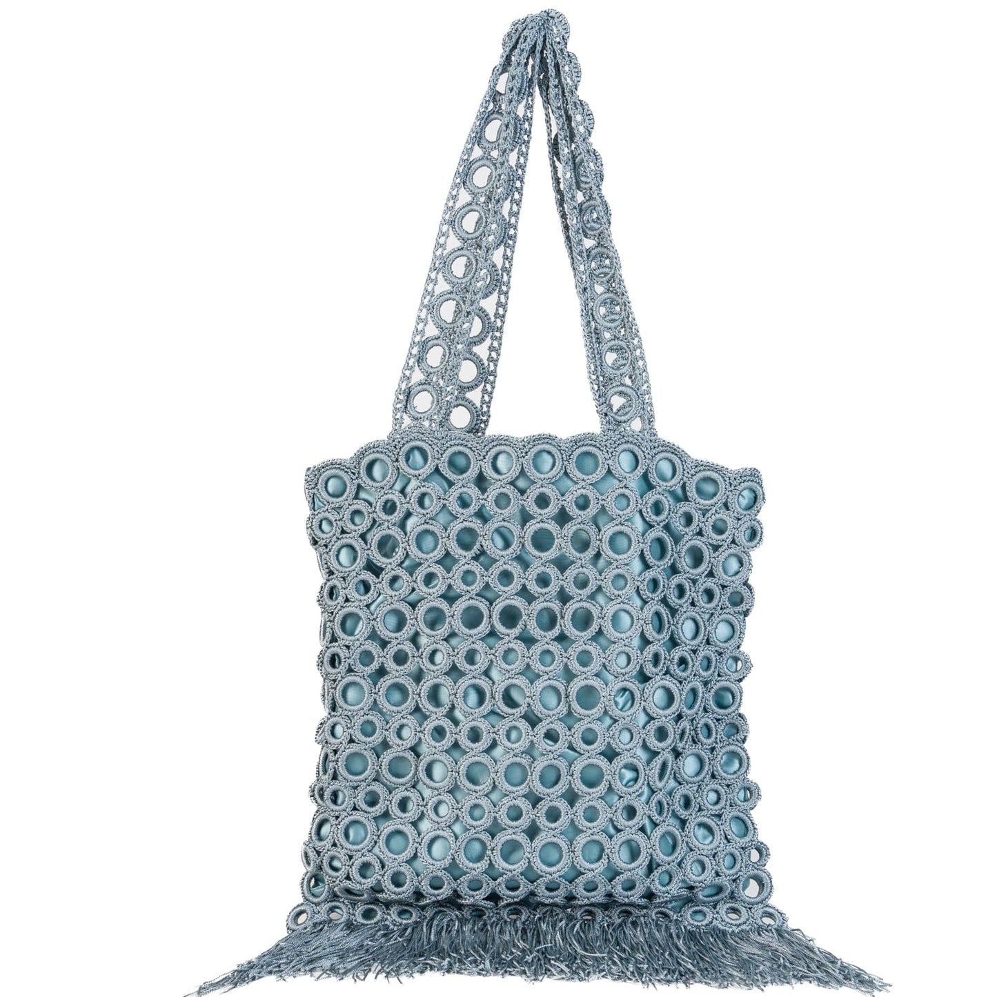 Fringe ring bag, sky blue