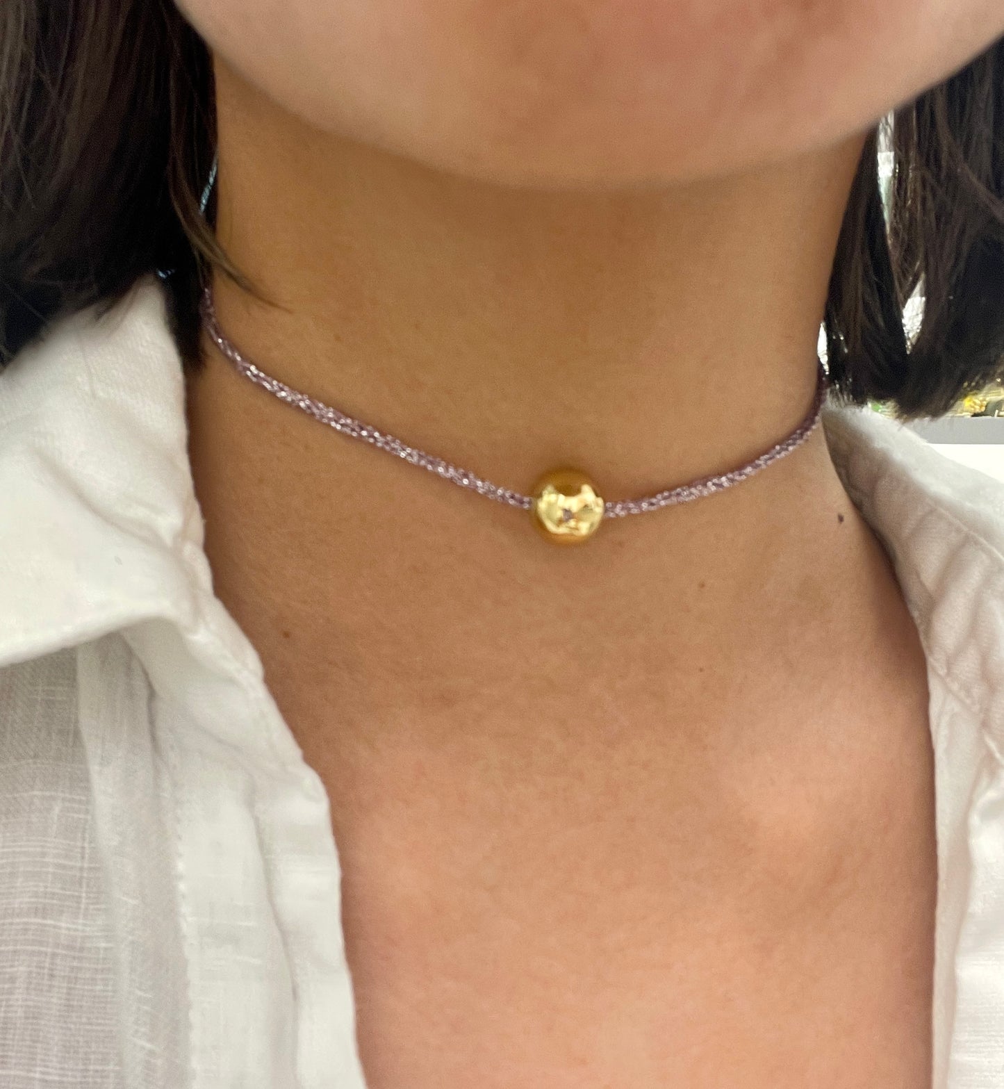 Choker uncinetto viola