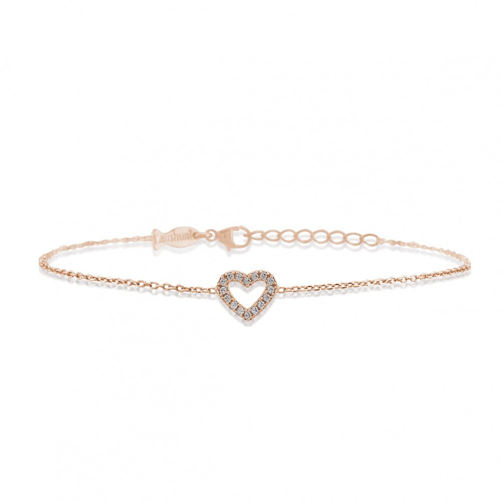Bracciale cuore, in argento dorato