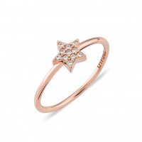 anello fedina Finitura rose Gold con stella di Zirconi Bianchi