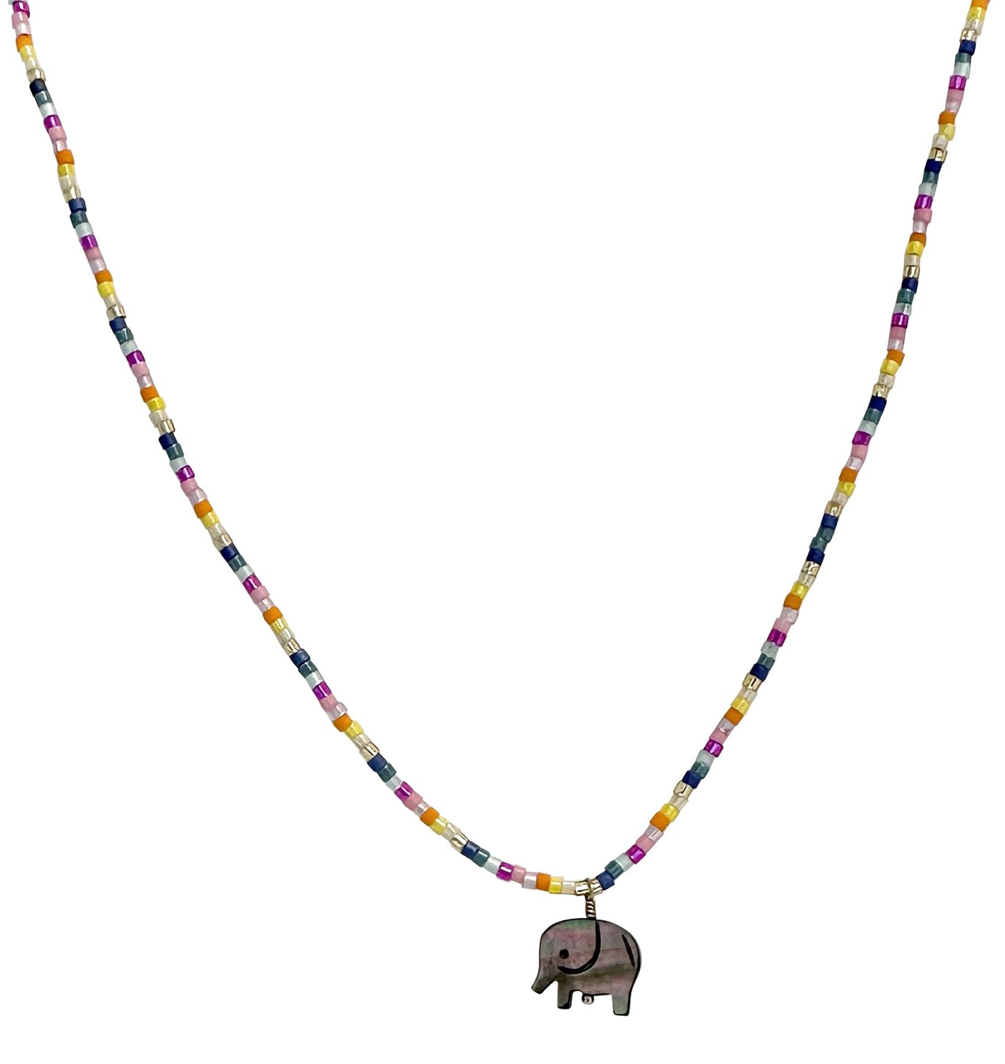 Collana con perline e elefante
