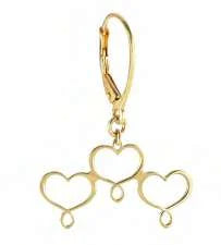 Orecchino monachella Segni di Te in argento 925 galvanica oro giallo con tre cuori M&S