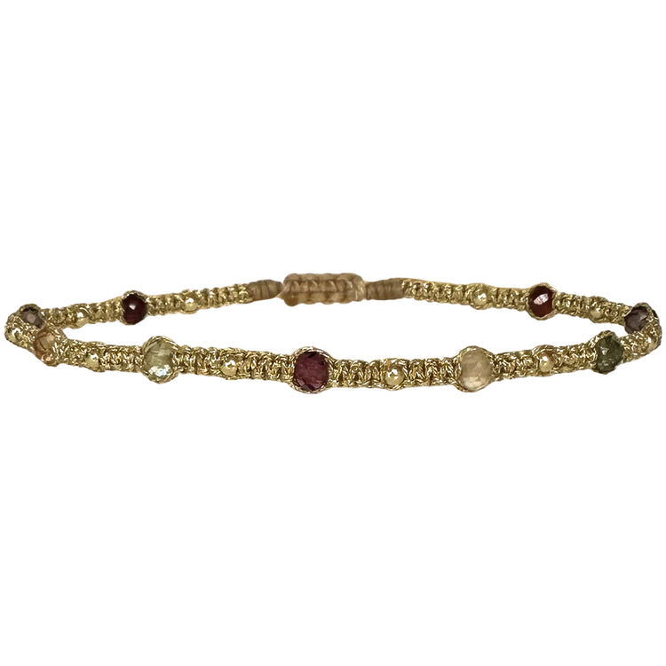 Bracciale tessuto dorato e perline