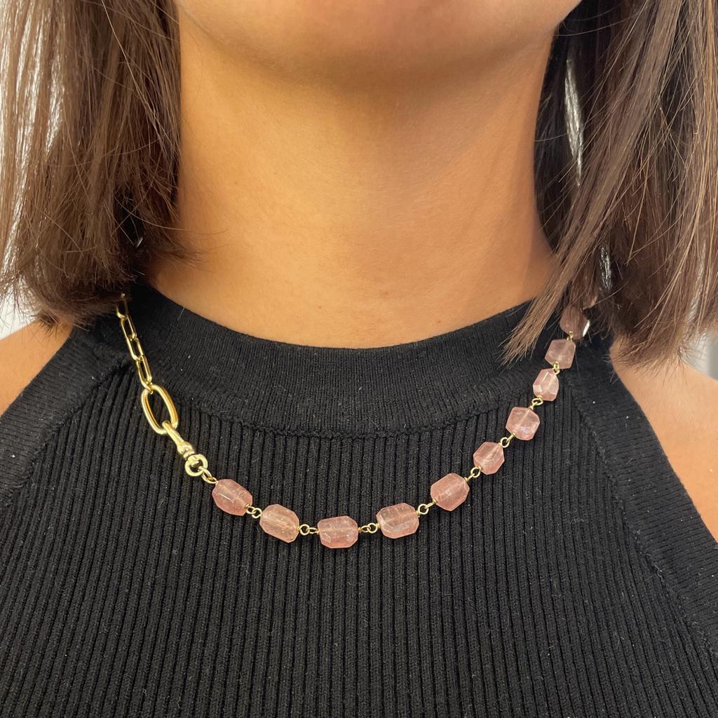 Collana pietra quarzo rosa