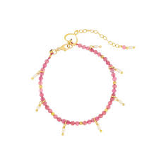 BRACCIALE TORMALINA E PERLE PENDENTI