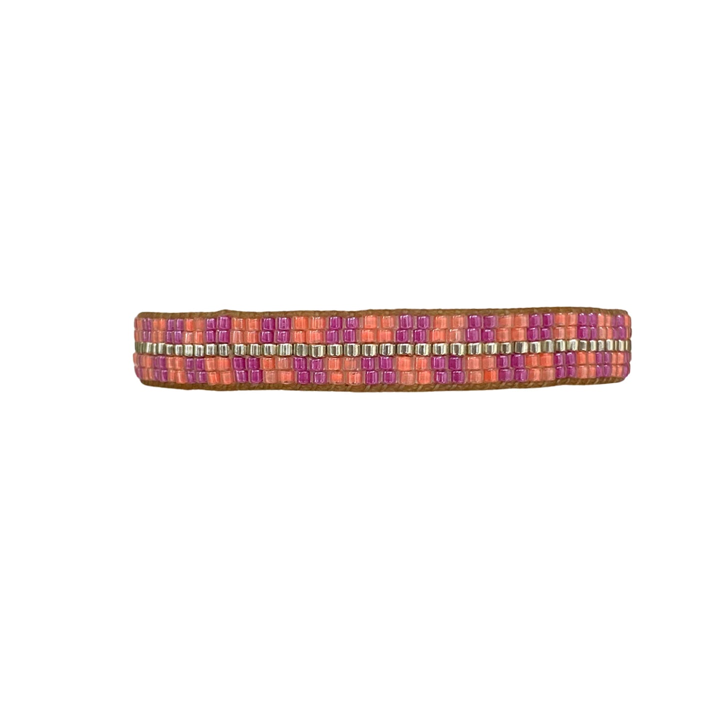 Bracciale con perline rosa arancio neon