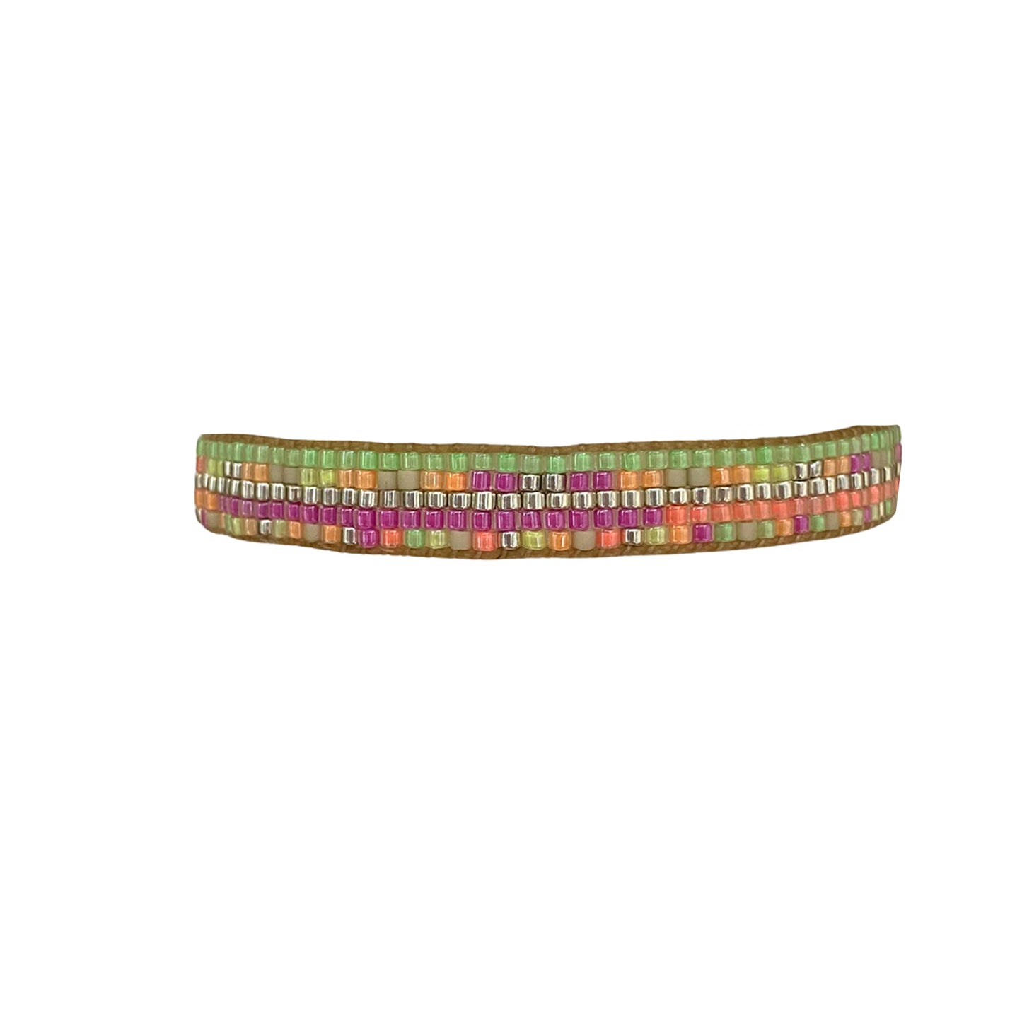 Bracciale con perline rosa arancio neon