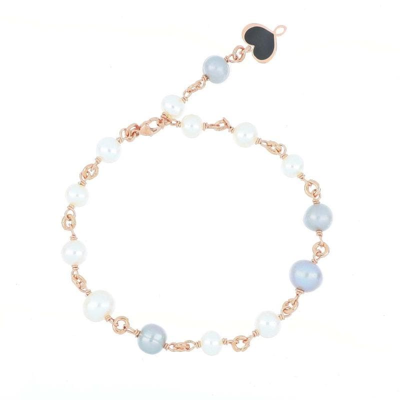 Gioielleria Granarelli Maman et Sophie Argento Bracciale Perle Bianche e Grigie BRLABBG
