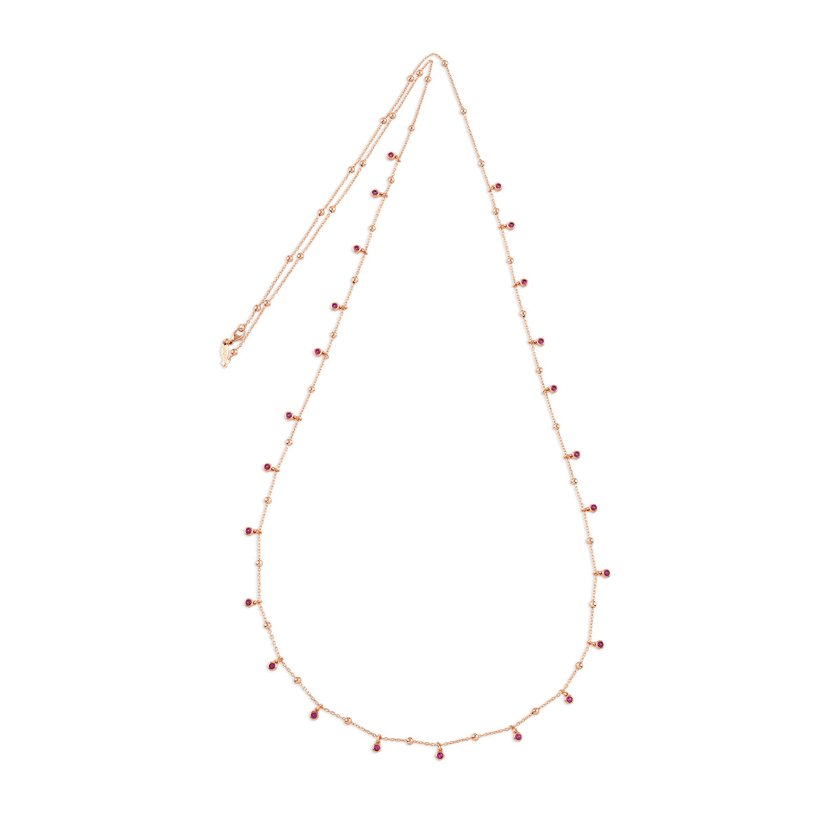 Collana Glint Finitura Rosegold , Zirconi Rosa , Lunghezza 90 cm , diam. 2 mm