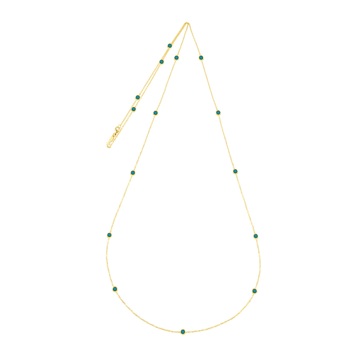 Finitura Yellow Gold , Zirconi Paraiba, Lunghezza 90 cm