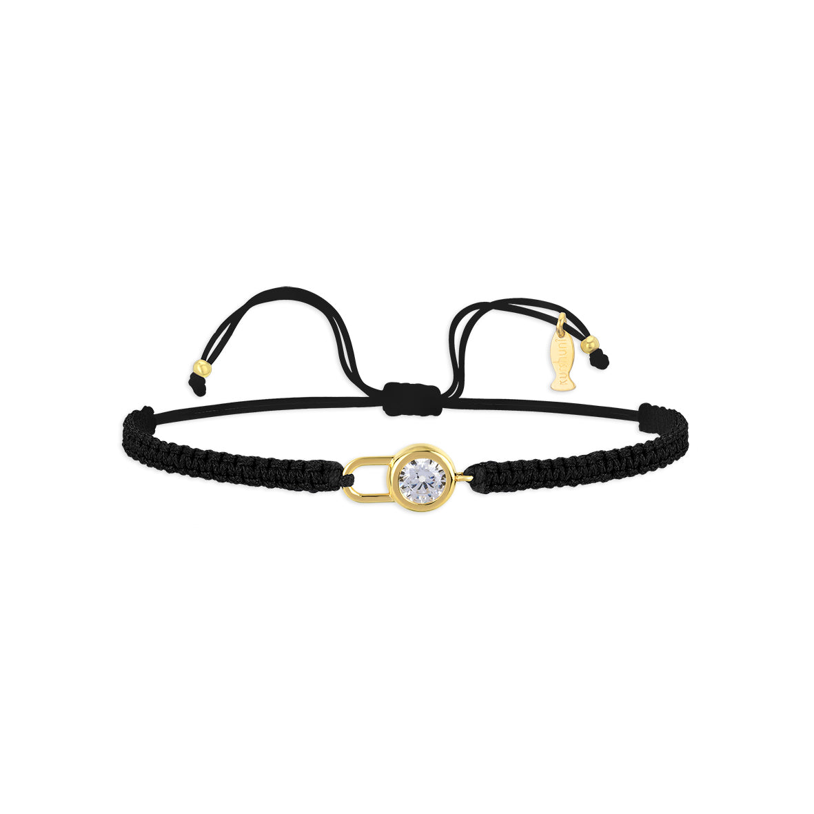 Finitura Yellow Gold , Zirconi Bianchi , Stringa Black