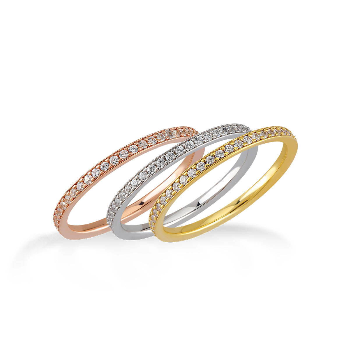 anello fedina Finitura Rosegold , Zirconi Bianchi