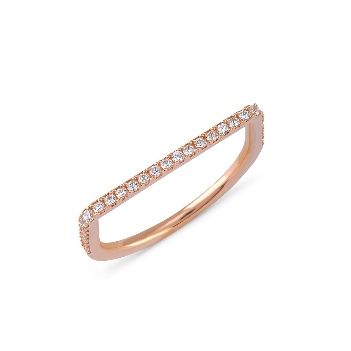 Anello squadrato rose gold e zirconi