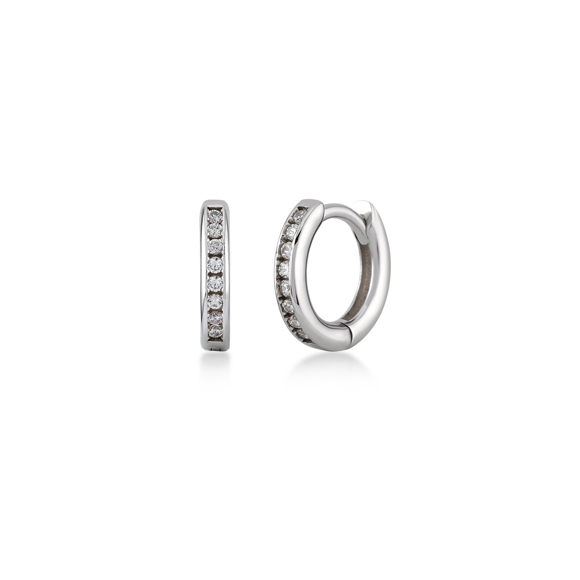Finitura Rhodium , Zirconi Bianchi , diam. 12 mm