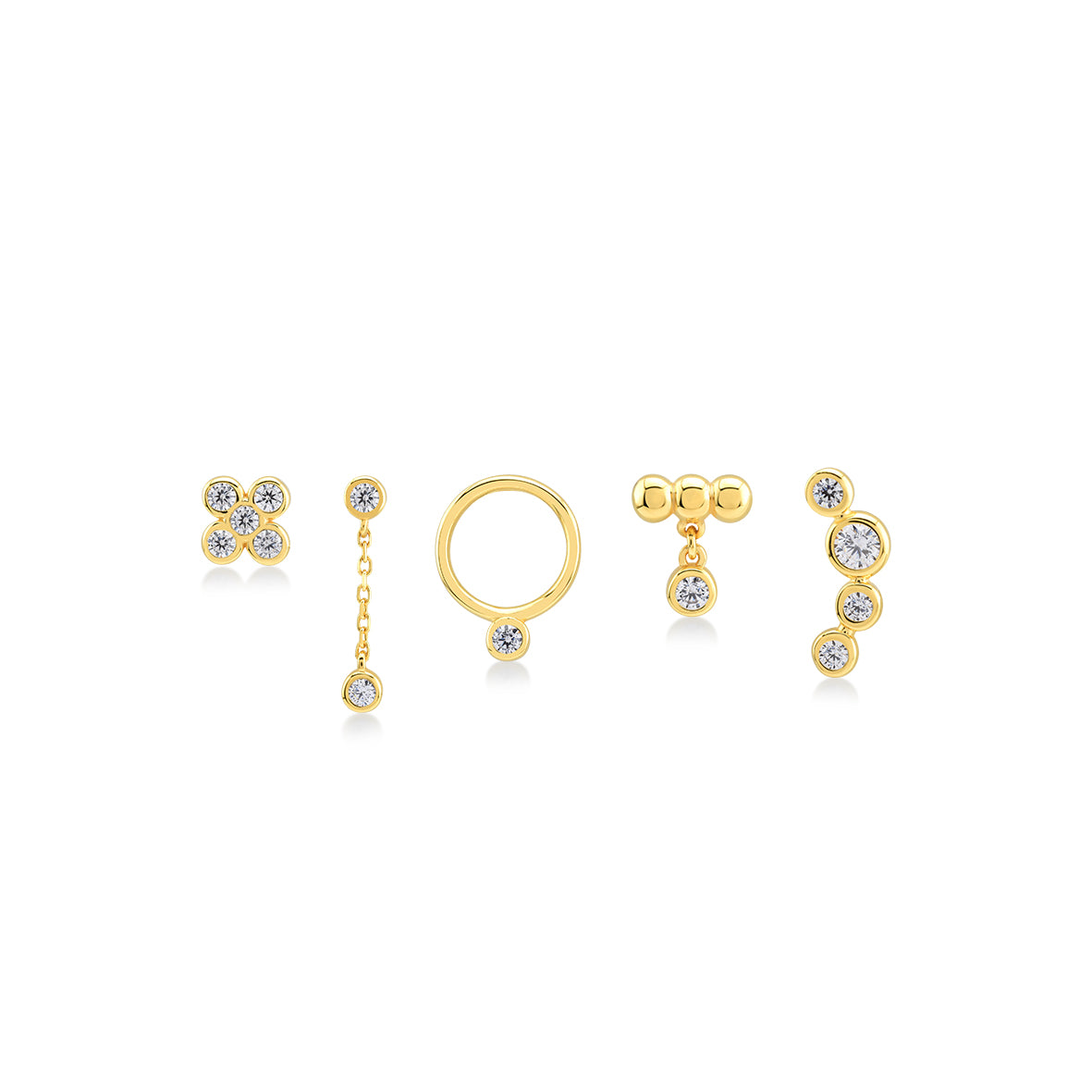 Finitura Rosegold , Zirconi Bianchi , Set 5 orecchini