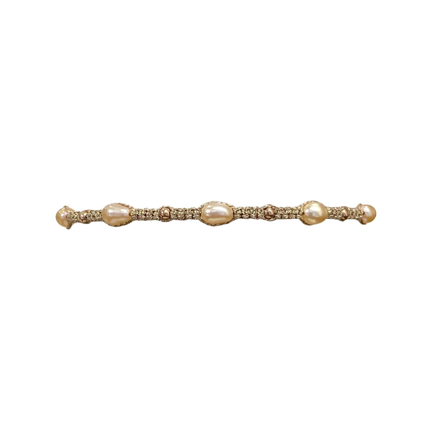 Bracciale con perle d'acqua dolce e perline in oro rosa 14k