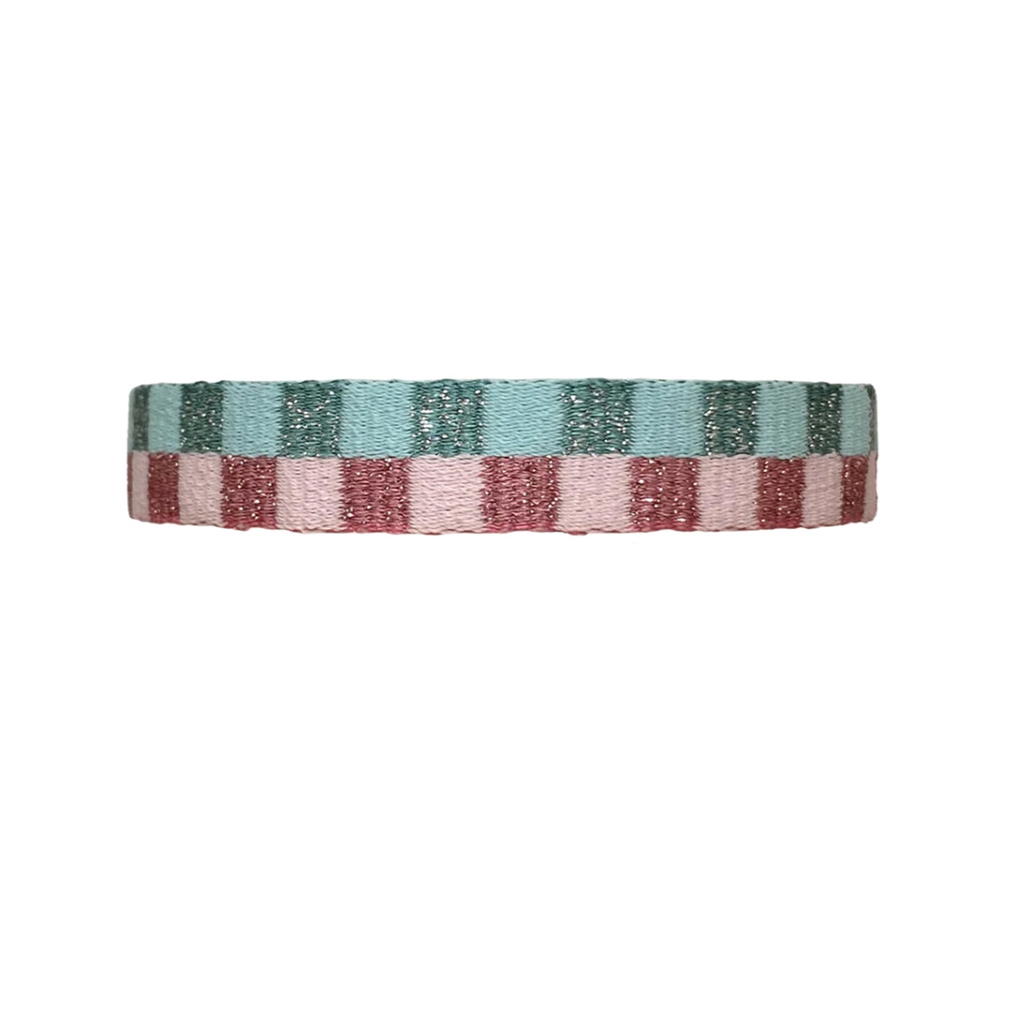 Bracciale in tessuto azzurro rosa glitter