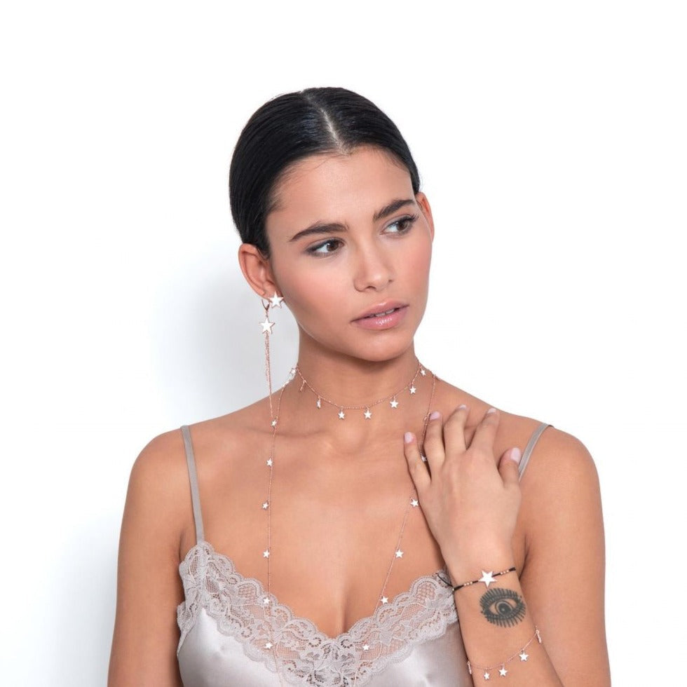 Orecchino Mono A Monachella Stella SMaltata Bianca