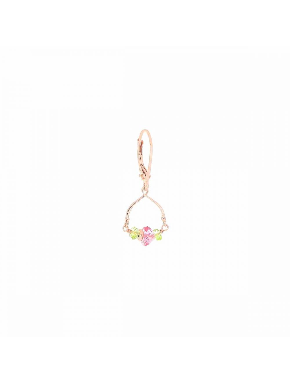 ORECCHINO DÈCO ROSA E VERDE PENDENTE