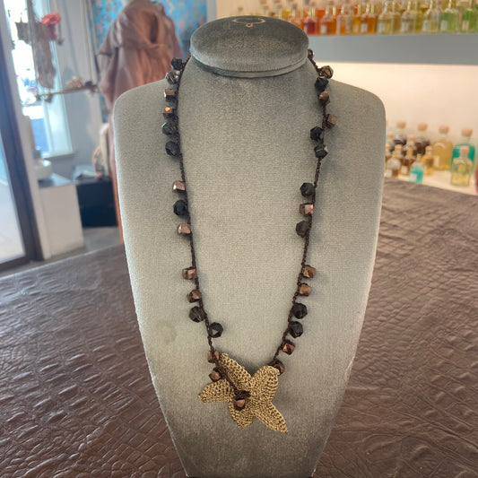 Collana quarzo fumè e filo lurex