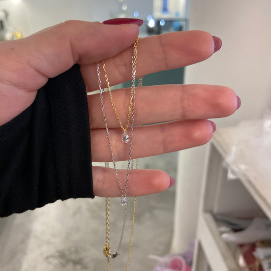 Collana Argento con Zircone Pendente