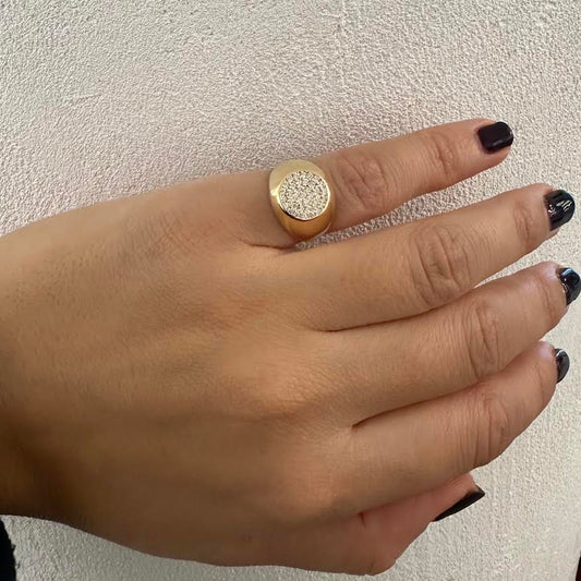 ANELLO ARGENTO BAGNO ORO CON PAVE DI ZIRCONI