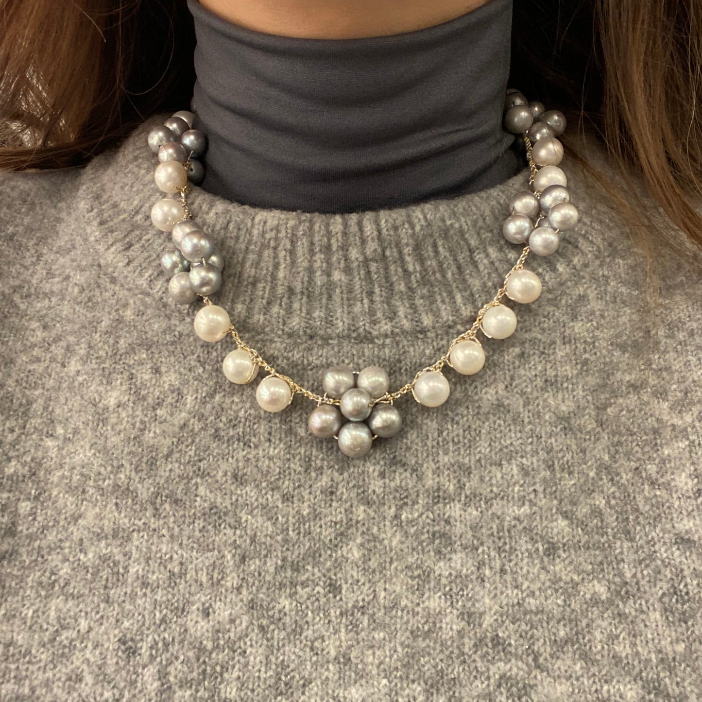 Collana Perle Acquadolce filo lurex