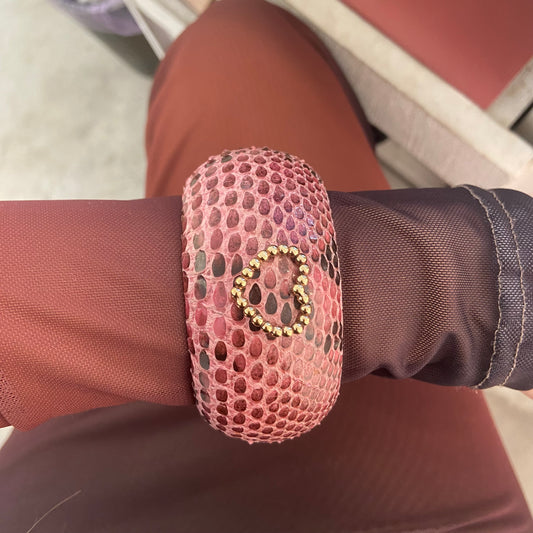 Bracciale Rigido Pitonato Rosa Cuore Piccolo