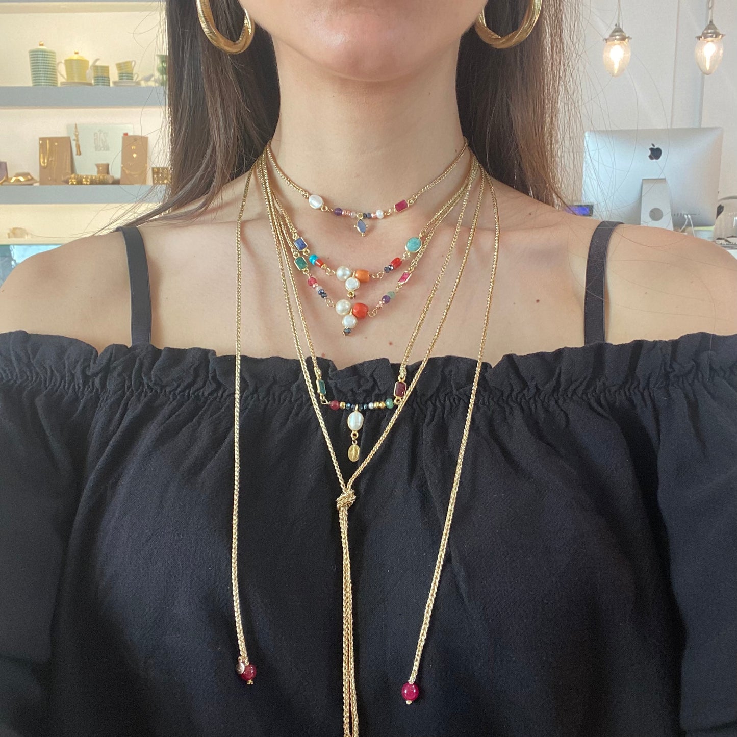 Collana Filo Lurex con Elementi in Argento