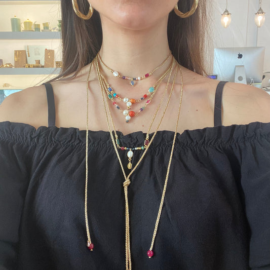 Collana Filo Lurex con Elementi in Argento