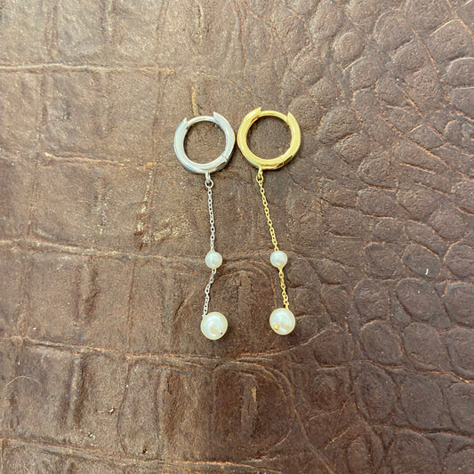 Coppia Orecchini Cerchi con Perle Pendenti