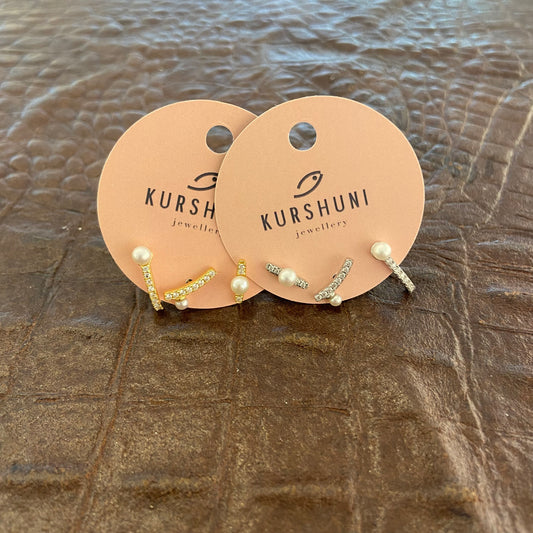 Set 3 orecchini Perle e Zirconi