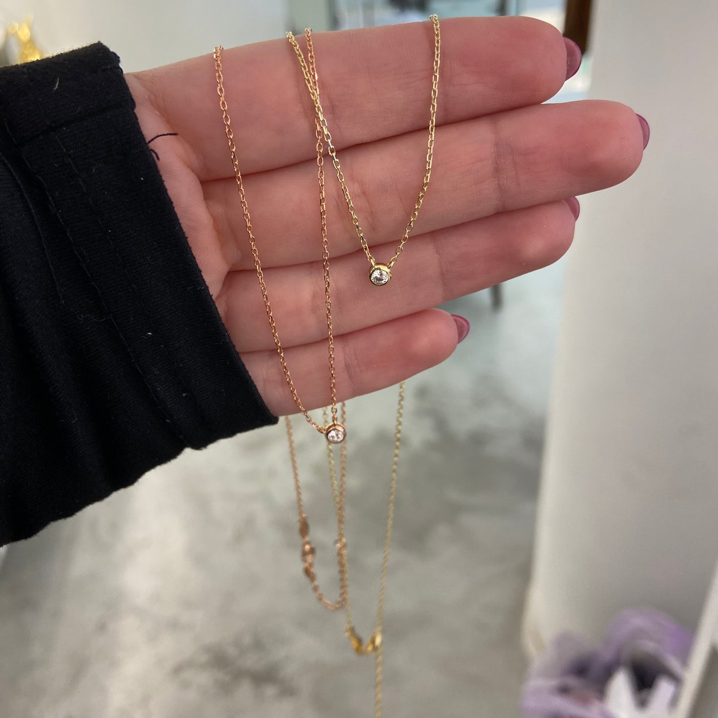 collana punto luce rose gold