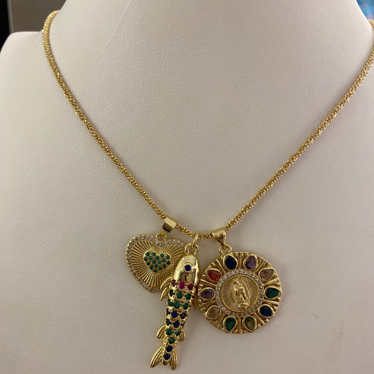 Collana Argento con 3 ciondoli