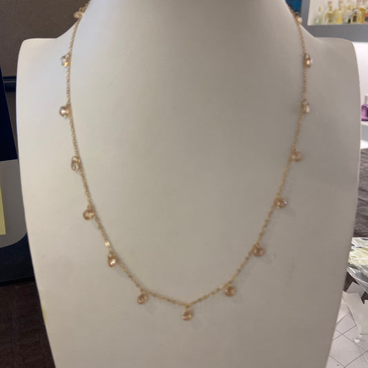 Collana Argento con Zirconi rosa chiaro corta