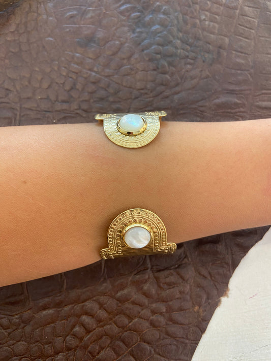 Bracciale Rigido Dorato con pietre