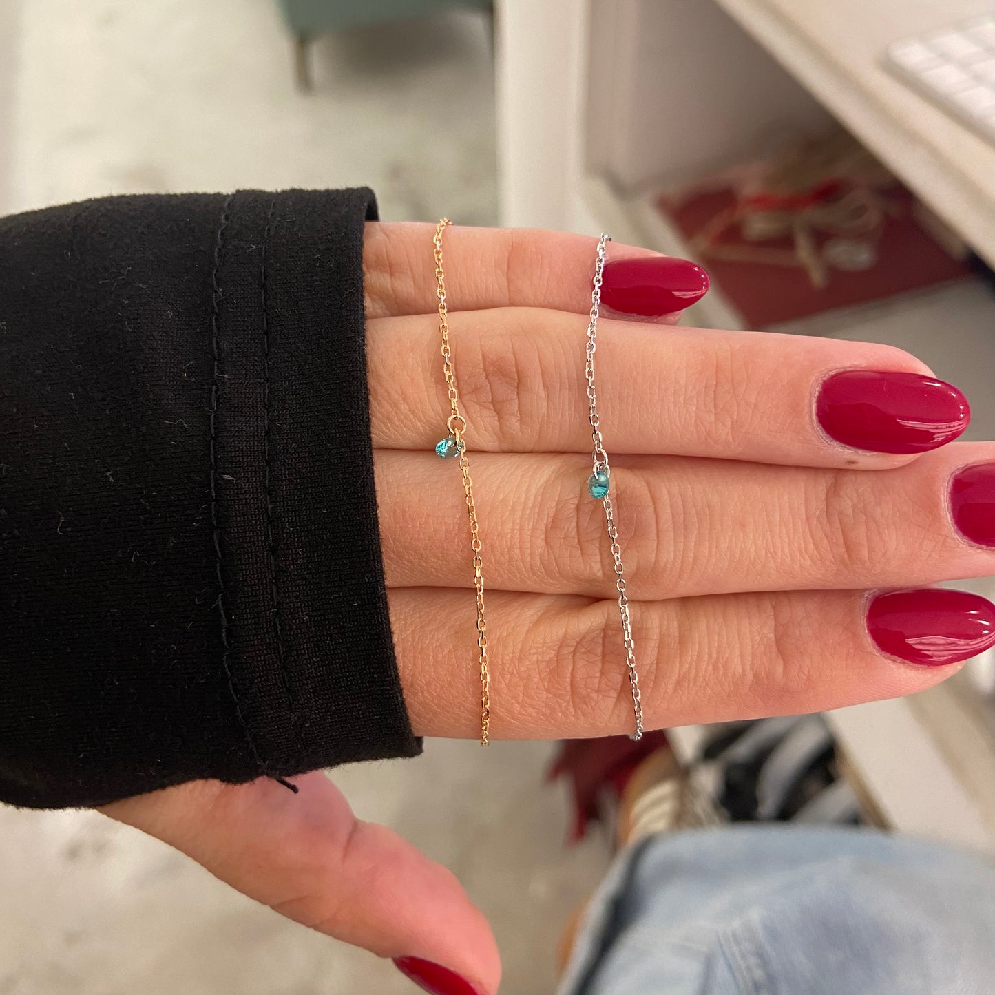 Bracciale Catena Zircone Celeste