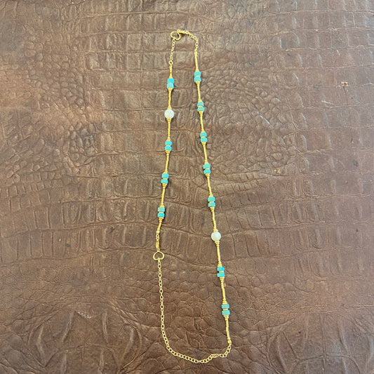 COLLANA COMPO MADRETERRA E TUBINI TURCHESE