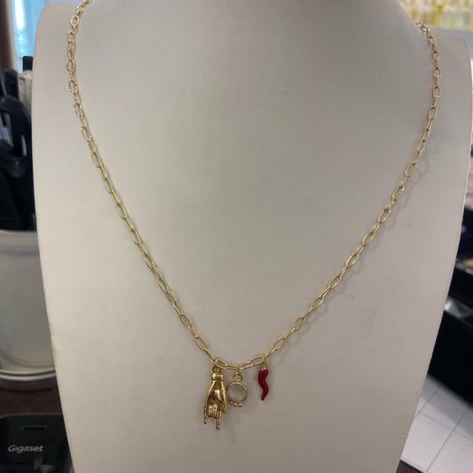 Collana Argento con ciondoli Corna e Cornetto
