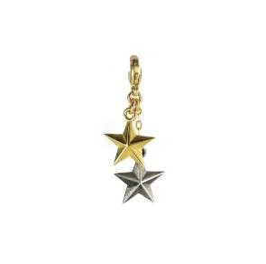 Componente Segni di Te in argento 925 galvanica oro giallo e brunito con 2 stelle tridimensionali pendenti